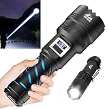 BEYSTE Taschenlampe LED Aufladbar, LED Taschenlampe Extrem Hell 1000000 Lumen, Starke Taktische Taschenlampen USB C Batteriebetrieben, Akku Taschenlampen Groß, 2 Schalter, Für Outdoor NotfäLle Camping