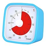 Visueller Timer, Yunbaoit Verbesserter 60 Minuten Countdown Timer für Kinder Erwachsene mit Alarm bei Niedrigem Batteriestand, Leises Zeit Management Werkzeug mit optionaler Alarm (blau)