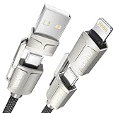RAVIAD Multi USB Kabel, Universal Ladekabel [1M] Nylon Schnell 4 in 1 Mehrfach Ladekabel 100W PD mit USB C/USB A auf Lightning, USBC/USBA auf USBC für iPhone 16 15, Android Galaxy S25