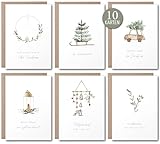 luftundliebe Weihnachtskarten - 10 Weihnachtskarten mit Umschlag Set - A6 Postkarten Set mit weihnachtlichen Motiven - kleiner Weihnachtsgruß zu W