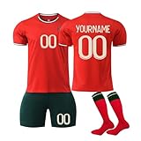 Generisch Football Trikots für Kinder Herren Jungen Hause Auswärts Fußballtrikot Fussball Jersey Football Trikots Sportshirt Junge Football Training Tshirts Shorts und Socken Anzug mit Name Nummer 09