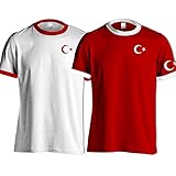 T-Shirt mit Türkei Türkiye Flagge Fussball WM EM Trikot Geschenk Idee für Frauen und Herren T