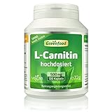 L-Carnitin, 500 mg, hochdosiert, 120 Kapseln, vegan - gewonnen durch Fermentation. OHNE künstliche Zusätze. Ohne Gentechnik