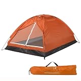 Outdoor Zelt für 2 Personen mit einfacher Einrichtung und Luftstrom, perfekt für Camping und Strandtage (Orange)