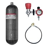 TUXING Universal 6,8 l 4500 psi Kohlefaser-Lufttank (leere Flasche) & Paintball-Füllstation mit Ventilreglermanometer für PCP-Sp
