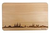 SNEG Brotzeitbrett Bamberg Skyline | Frühstücksbrettchen aus Buche | Holz Schneidbrett | Geschenk mit Gravur | Frühstücksbrett | Bayern (26x16x1,5cm (L) - ohne persönlicher Gravur)