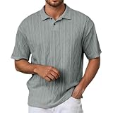RUMAOZIA Komfortables Shirt Herren Arbeitspoloshirts Reine Baumwolle Gestrickt Poloshirt Kurzarm V-Ausschnitt Laufshirt Tennis einfarbig Sportshirt Jacquard Texturiert Lässig Sommer Basic Top