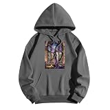 Halloween Kostüm Damen Skelett Hexe Weihnachtspullover Helloween Partnerlook Häftling Hallowee Dämon Daisy Priester Geist(2-Dunkel Grau,M)