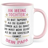 Papa Tochter Tasse Geschenk Kaffeetasse Vater Geschenkidee Motivations-Spruch Kaffee-Becher Inspiration Geburtstag Weihnachten Kind M