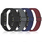 Huamanlou 4 Stück Armband Kompatibel Mit Xiaomi Mi Band 7/6/5/Amazfit Band 5, Weiches Nylon Elastisch Sport Uhrenarmband für Herren D