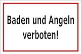 Melis Folienwerkstatt Schild Baden Angeln verboten 30x20cm - Bohrlöcher - 3mm Aluverbund – 20 VAR S00110-003-B