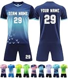 Personalised Football Shirts for Adults Children,Customisable Football Jerseys or Sets with Name Number Logo,Customisation Gifts,Saphirblau1