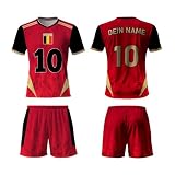 Trikot Deutschland 2026 Kinder Fußball Personalisiert Trikot mit Eigenem Namen/Nummer für Kinder Fussballtrikot Set Shorts und Socken Atmungsaktiver Stretch T Shirt Trainingsanzug
