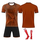 Personalisiert Fußball Trikot Kinder Set, Heimtrikots/Auswärtstrikots Trikot Jungen, Fussball T-Shirt Shorts Football Socken Knieschützer S