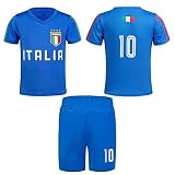 BDONDON Fußballtrikot und Shorts für Jugendliche, 14 Jahre, Sportuniform, Geschenk (BD-IT, 14 Jahre), Blau-Italien, 13-14 Y
