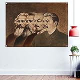 Poster, Motiv: Stalin, Lenin, Engels, Marx, die große Sowjetunion, CCCP UdSSR, kommunistische Propaganda-Banner, Flaggen, 96 x 144