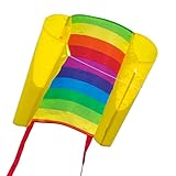CIM Einleiner-Drachen - Beach Kite Rainbow - Einleiner Flugdrachen für Kinder ab 6 Jahren - Abmessung: 74x47cm - inkl. 40m Drachenschnur und Streifenschw