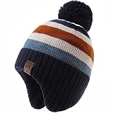 AHAHA Wintermütze Junge and Baby - Fleece-Gefüttertes Ski Beanie Kinder Strick Earflap Mütze 53CM