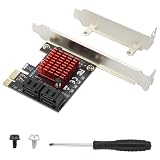 ELUTENG PCIe SATA Karte 4 Ports, 6Gbps SATA 3.0 Controller Erweiterungskarte mit Low Profile Bracket SATA 3.0 PCI Express Karte für Windows 10/7/8/XP/Vista/Linux, Non-Raid, Booten als Systemfestp