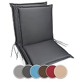 sunnypillow 2er Set Gartenstuhlauflagen | 100 x 50 | extra dick 9cm | Niedriglehner Auflagen waschbar wasserdicht | Polsterauflagen Outdoor Stuhlauflagen Polster Sitzkissen Gartenstuhl | Anthrazit |