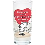 Sheepworld Trinkglas Motiv 'Denke' | Glas mit Motivdruck, Wasserglas, 50 cl | Geschenk Geburtstag, Liebe, Valentinstag | 47874