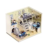 Toyvian Modelle Modell eines Holzhauses Mini- -Kits Mini-Mini- holzhaus selber Bauen Handbuch Puppenhaus Hö
