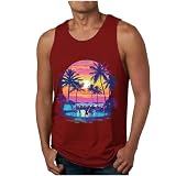 Herren Tank Top Sommer Hawaii Rundhals Tanktop Kokosnussbaum Gedruckte Shirt Leichte Ärmellos Strandshirt Modisch Sport Unterhemd Bodybuilding Achselshirts Outdoor Sportshirt Musk