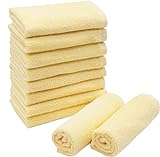 ZOLLNER 10er Set Seiftücher in 30x30 cm - saugstarke und weiche Waschlappen in gelb - mit praktischem Aufhänger - waschbar bis 60°C - Baumwolle - H