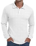Sailwind Langarm Poloshirt Herren T-Shirts Langarm Hautfreundlich Polo Shirt Golf Casual T-Shirt Komfortabel Langärmelig Herren Herbst Winter Oberteile (Weiß, XL)