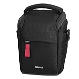 Hama Kameratasche 'Matera' 90 (kompakte Fototasche für Gürtelschlaufe, Kameratasche für Digitalkamera und Zubehör, Umhängetasche mit Schultergurt und Zubehörfächern, recyceltes PET) schw