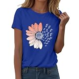 Kurzarm-T-Shirt für Damen, bequemes Shirt mit Rundhalsausschnitt, Basic-Stil, mit Blumen, lockerer Druck, lockere Kleidung, Übergröße, kurvige Blusen, leichtes schwarzes Hemd, elegant, Damen, Vintag
