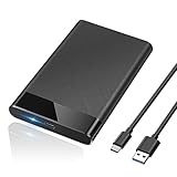 POSUGEAR Festplattengehäuse 2,5 Zoll, 6Gbps USB C 3.1 Gen 2 Externes Festplatten Gehäuse für 7mm/9.5mm 2.5 Zoll SATA SSD HDD mit UASP, Externe SSD Gehäuse mit USB C 3.1 Kabel Werkzeugfreie Montag
