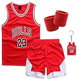 Pardofelis Basketball Trikot Shirt und Shorts Set, Basketball Jersey Schnell Trocknende Atmungsaktives Trainingskleidung mit 2 Schweißband, Ärmelloses Basketball Shirt Herren (L, Rot)