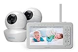Babysense Baby Monitor mit 5' HD Split-Screen, Babyphone mit 2 HD-Kameras, Fernbedienung PTZ, Nachtlicht, 300m Reichweite, Zwei-Wege-Audio, 4-facher Zoom, 4000mAh Akku, 720p