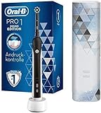 Oral-B PRO 1 750 Design Edition Elektrische Zahnbürste/Electric Toothbrush für eine gründliche Zahnreinigung, 1 Putzprogamm, Drucksensor, Timer & Reiseetui, 1 CrossAction Aufsteckbürste, schw
