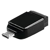 Verbatim Nano USB-Stick, 16 GB, USB-2.0-Stick mit Micro-B-Adapter, Speicherstick für Notebook, PC, MacBook, Tablets & Smartphones mit On-The-Go-Feature, mobiler Datenstick, schw