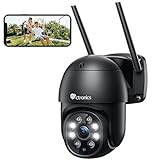 ctronics PTZ Überwachungskamera Aussen,1080P Kabellose IP WLAN Outdoor Kamera mit Automatische Verfolgung, 30m Nachtsicht in Farbe, 2-Wege Audio, IP66 Wasserdicht, Unterstützt 64GB SD