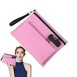 Money Bag with Lock, Zippered Credit Card Pouch, 24.07x87.02 Inches Secure Fireproof Cash Document Storage, Double-Layer Organizer for School, Hospital Car Hotel Bank Travel H