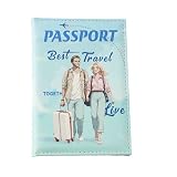 Generisch Passport Cover, Travel Wallet Holder, Cute Couple Matching Passport Case, Credit Card Organizer, Boarding Pass Storage, for Honeymoon, Study Abroad, Airport, Vacation,