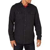 Amazon Essentials Herren Langärmeliges Flanell-Hemdjacke mit Brusttaschen, Schmale Passform, Schwarz, M