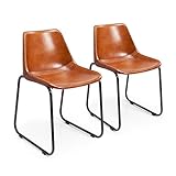 Kare Design Stuhl Vintage Leather, Echtlederstuhl im Vintage Look, Esszimmerstuhl mit einer lederbezogene Sitzschale, Wohnzimmerstuhl, Braun (H/B/T) 78x45x42
