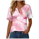 TUQIDEWU T Shirt Damen Oversize Leicht Rundhals 3/4 arm Weiße Bluse Damen Niedlich Grafik Bedrucken luftig Activewear für Frauen Boho Sommerblusen Tee Tops Frauen Tank Top Strandkleidung (M)