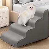 Upgrade Hundetreppe für kleine, mittlere und große Hunde, Stabiler 30D High Density Foam, extra breite, Tiefe, rutschfeste Haustiertreppe, Abnehmbarer, waschbarer Bezug für Couch, S