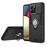 BORYA Hülle für ZTE Blade A54 / ZTE Blade A34, Stoßfest Ultra Dünn PC + TPU Handyhülle, Kratzfest Silikon Schutzhülle mit Metall Magnetisch Ständer Und Objektivschieber Cover. Schw