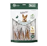 DOKAS Kaninchenohren mit Fell – Getreidefreier Premium Natursnack für Hunde aus 100% Kaninchen – Lang für große Hunde – 1 x 180 g