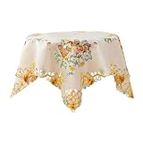Fenteer Ostertischdecke für runden Tisch, Bauernhaus-Osterdekoration, Bestickt, für Feiertags-Esstisch, Zuhause, Party, 58x58