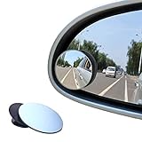 Toter-Winkel-Spiegel von Beeway®, runder, rahmenloser, 360 ° drehbarer, verstellbarer HD-Glas-Spiegel, konvex, für Autos, LKWs, SUVs, Verkehrssicherheit – 2 Stück