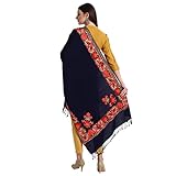Damen-Schal, bestickt, groß, aus Kunstpashmina-Wolle, indischer Kaschmiri, übergroße Winterschals, Stola, Schal, b