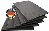 WS · SYSTEM Schaumstoff-Zuschnitt in 25 x 25 x 2,2 cm (1 Stück) – vielseitige anthrazit Schaumstoffplatte MADE IN GERMANY zum Basteln, Dämmen, als Werkzeugeinlage zum selb