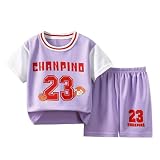 Jungen Mädchen Basketball Trikot Sportbekleidung Set Sommer Kinderkleidung 2-Teiliger Schnelltrocknend Atmungsaktivem T-Shirt & Shorts Kinder Lose Sportanzug Shorts-Sets 1-12 J